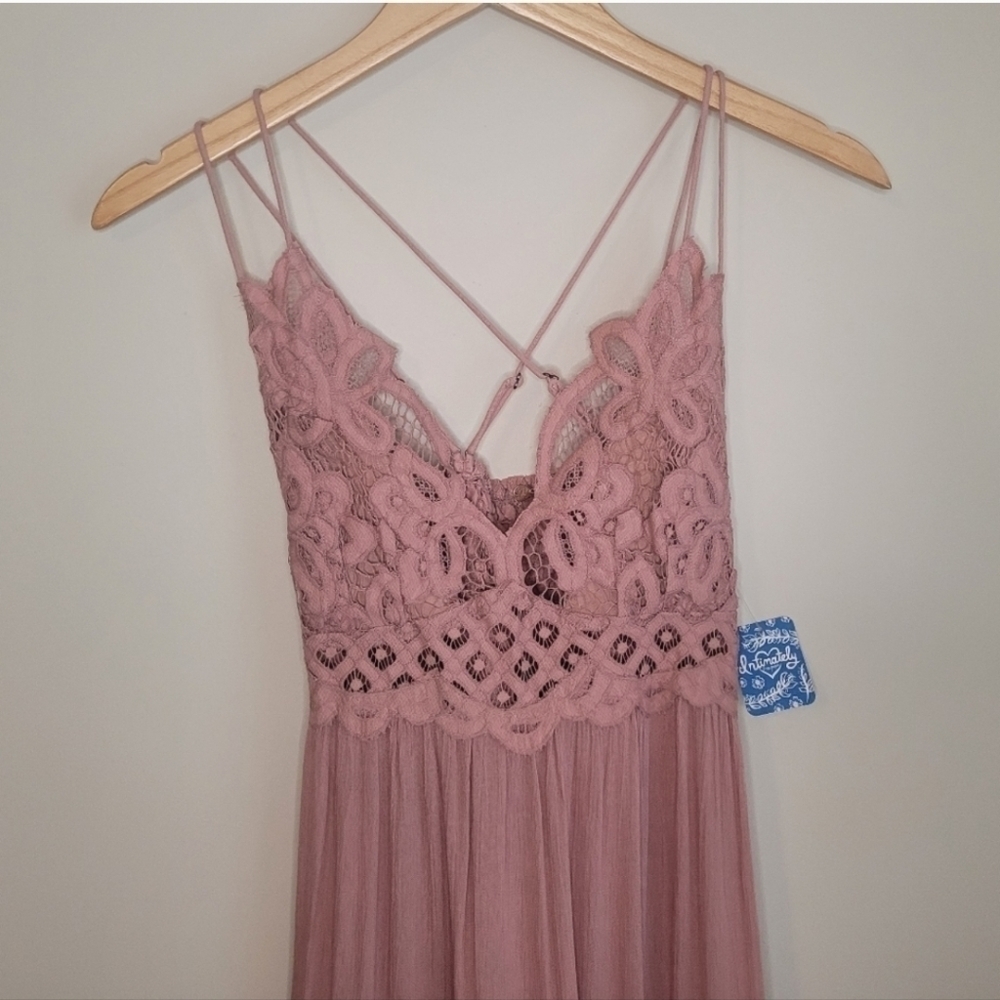 Free People Blush Pink Lace-Trim Ruffle Mini Dress - Picture 5 of 9